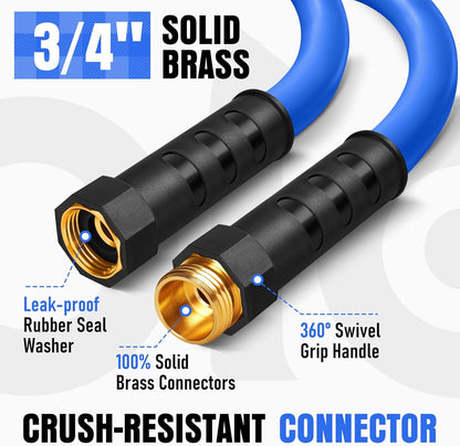 Heavy Duty Garden Hose 25 ft, Non-Expanding Flexible Water Hose, Kink Resistant Lightweight Hybrid Hose, Leakproof Hose Male to Female Fittings