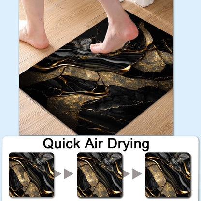 Bath Mat-Bathroom Rug，Black and Metallic Gold Marble-Absorbent Non Slip Quick Dry Stain Resistant Easy to Clean Care Shower Rug for Bathtub Shower Room 20×31Inch (50 * 80cm)