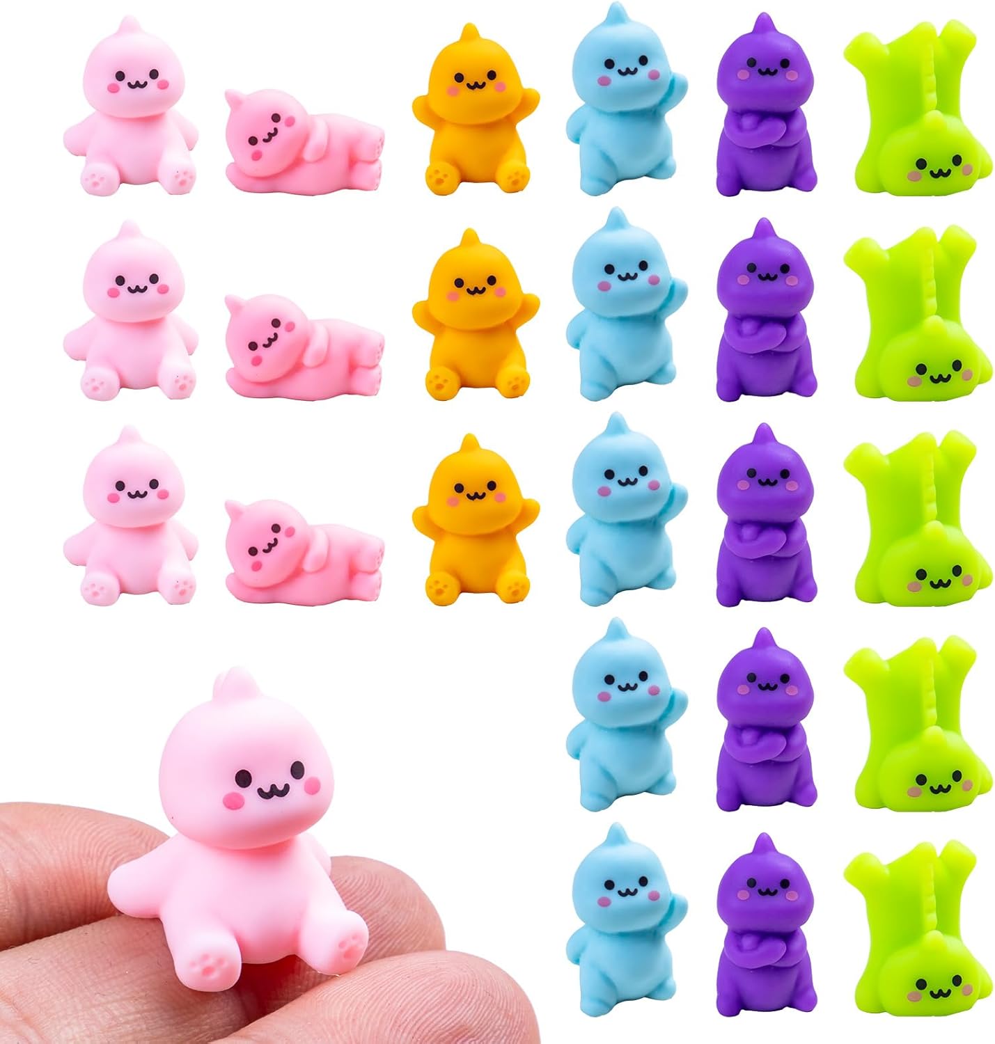 30 Pcs Mini Resin Dinosaur 6 Variety Tiny Animals Colorful Figures Miniature Little Small Figurines Bulk for Micro Fairy Garden Landscape Accessories Hide Crafts Decor