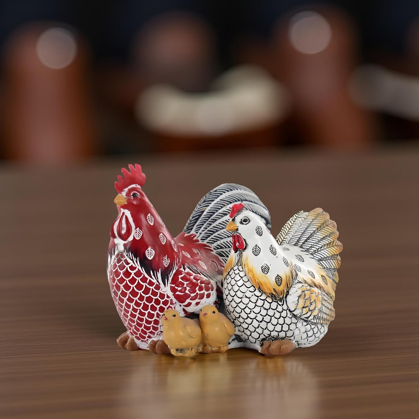 Chicken Family Decorative Sculpture, Indoor/Outdoor Outdoor Garden Statue,Rooster, Hen, Chick Garden Sculpture,Rustic Hen Outdoor Statue