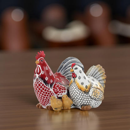 Chicken Family Decorative Sculpture, Indoor/Outdoor Outdoor Garden Statue,Rooster, Hen, Chick Garden Sculpture,Rustic Hen Outdoor Statue