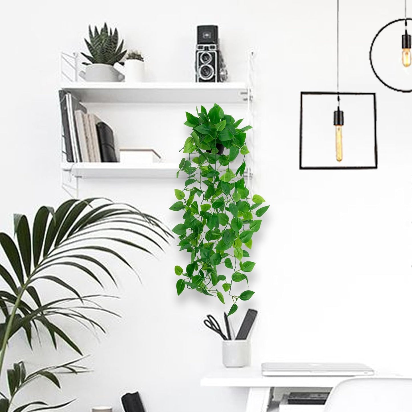 Fake Hanging Plants for Room Decor,1pcs Artificial Potted Plants Vines for Wall Home Office Aesthetic Living Kitchen Bathroom Coffee Table Shelf Indoor Outdoor Farmhouse Patio Decorations