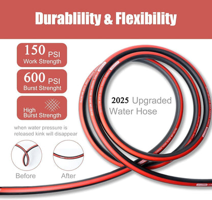 Upgraded Hybrid Garden Hose,5/8in.x10ft,Light Weight,No Kink Water Hose with 7 Function spray Hose Nozzle,Leak Proof Short Hose for Outside Car,Floor,Yard Washing,Garden Watering.(10FT)