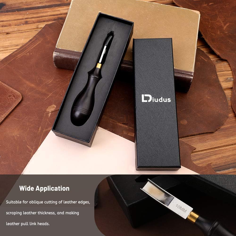 DIUDUS 10mm Leather Edge Beveler Tool, Wide Mouth Leather Edge Beveler Skiving, Leather Edge Trimmer with Wooden Handle for DIY Leather Craft
