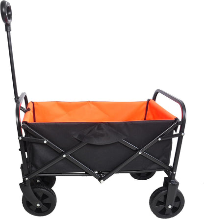 Folding cart That Does not Need to be Assembled Station Wagon, Grocery cart (Orange+Black Mini)