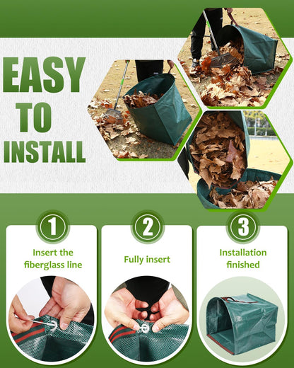 Joyhalo Reusable Yard Waste Bags, 2 Pack 40 Gallon Dustpan-Type Garden Bag for Collecting Leaves Garss Clippings, Heavy Duty lawn and leaf bags, Garden Waste Container for Clean Up Outdoor Debris