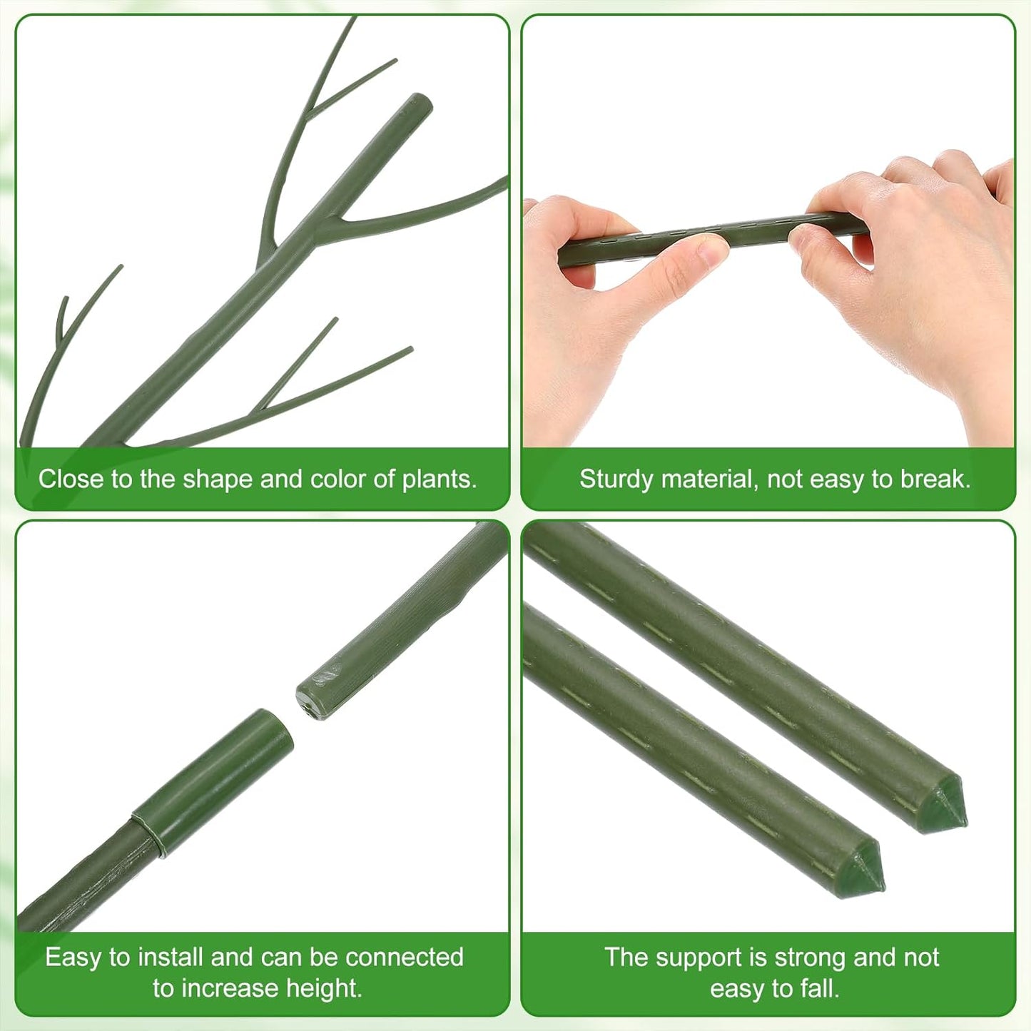 uxcell 6 Pcs Plant Support Stakes, 27.5" Twig Plant Stem Support Structures Garden Branches Plants Supports for House Potted Monstera Plants, Green