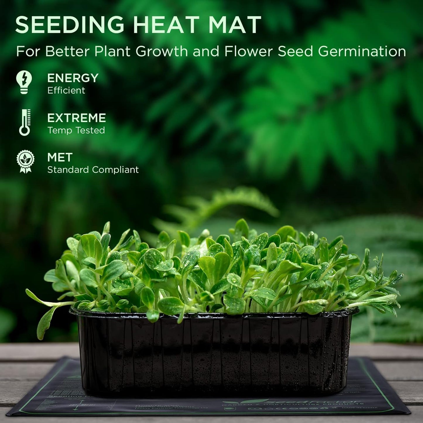 Seedfactor MET Certified Seedling Heat Mat, Adjustable Temperature, Waterproof, Durable Germination Station, Warm Hydroponic Heating Pad, Indoor Home Gardening, Medium Size