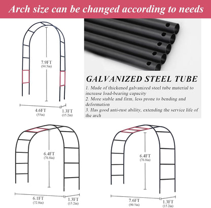 Thickened Tube Garden Arch Trellis - 4.6ft Wide x 7.9ft High or 7.6ft Wide x 6.4ft High - Trellis for Climbing Plants - Stable Garden Arbor, Wedding Arch Decorations, Birthday Party Decoration