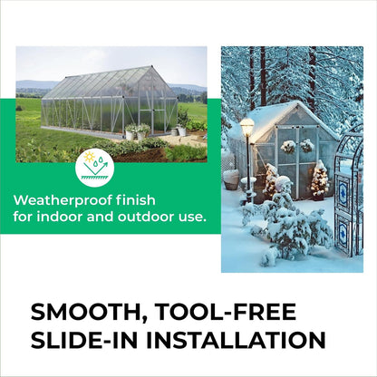 Aluminum H Connectors - Fits 4mm, 6mm, 8mm, or 10mm Twin-Wall Greenhouse Panels, Join 2 Pieces of Panels Together, 4-Foot Length, 10 Pieces (4mm Aluminum H Connectors)