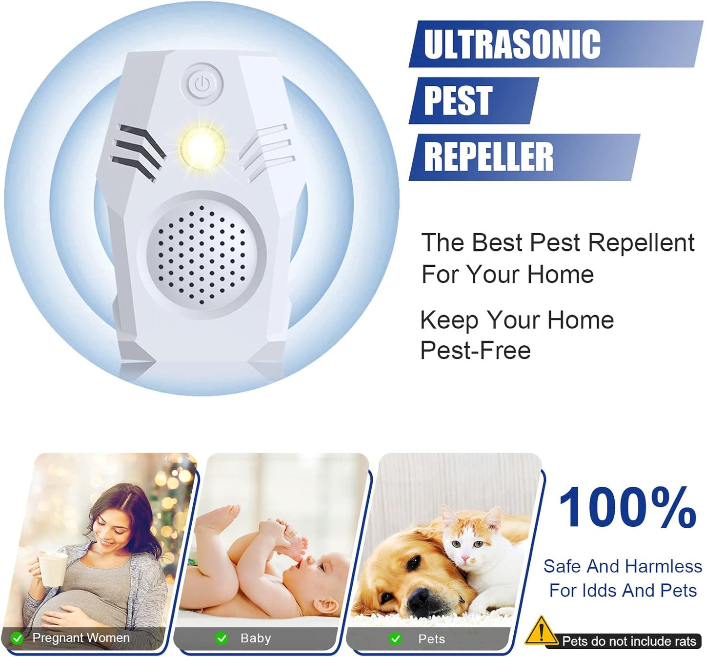 Superior Squirrel Repeller, Ultrasonic Squirrel Mouse Repellent Plug in, Electronic Rat Repeller, Repel Rodents, Mice, Rats, Squirrels, White