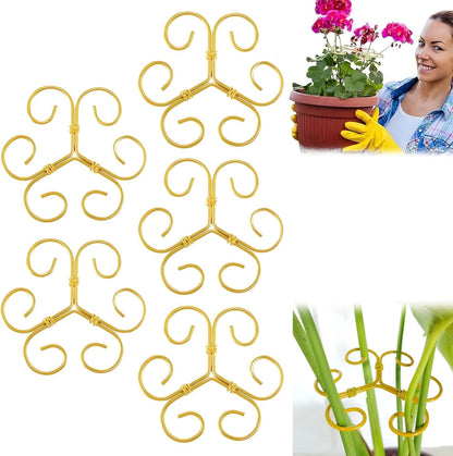 5 Pcs Plant Stem Support, 2025 Iron Monstera Plants Support, Heart Shaped Plant Support, Bamboo Clamp Set for Leaf Stabilization and Support for Outdoor & Indoor Growing Climbing Plants (Gold-5 Pcs)