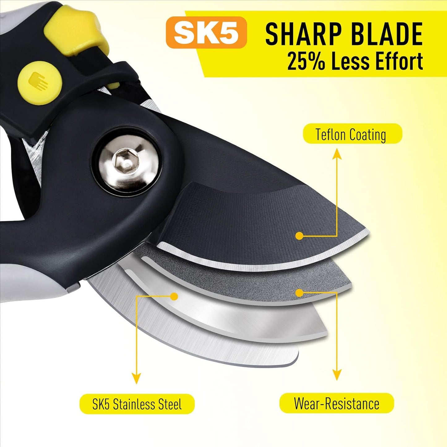 Jardineer 3PCS Pruning Shears Set for Gardening, Bypass Pruning Scissors & Anvil Pruners with SK5 Blades, Garden Clippers for Women Arthritic Hands