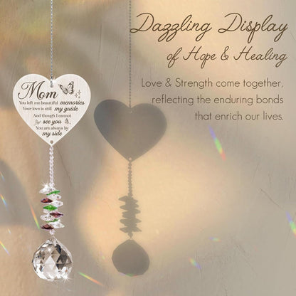 Mom in Heaven Memorial Crystal Suncatcher,Memorial Gifts for Loss of Mom,Loss of a Mother Sympathy Gifts,Hanging Crystals Ornament for Window Rainbow Maker Prisms Home Decor Gift