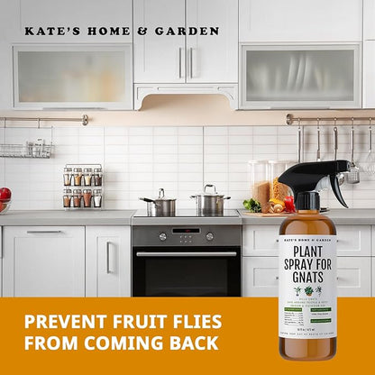 Kate's Home & Garden Plant Spray for Insects & Getting Rid of Gnats with 12 Sticky Traps. Fungus Gnat Killer & Bug Spray for Indoor Plants (16oz, Peppermint, Pet Safe, Non Toxic)
