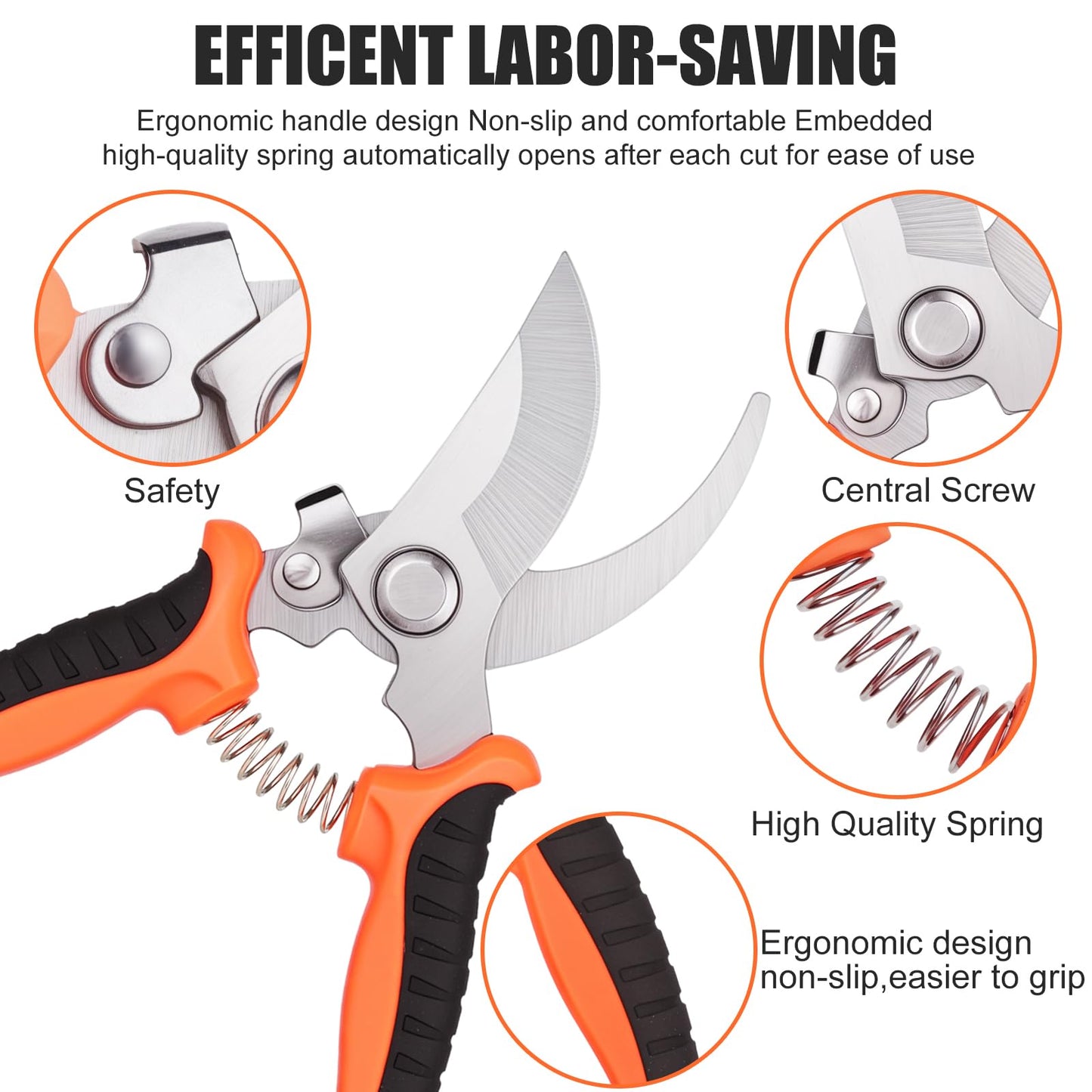 ACHRWFQ 3 Pcs Garden Shears, Stainless Steel Gardening Scissors, Pruning Shears for Gardening