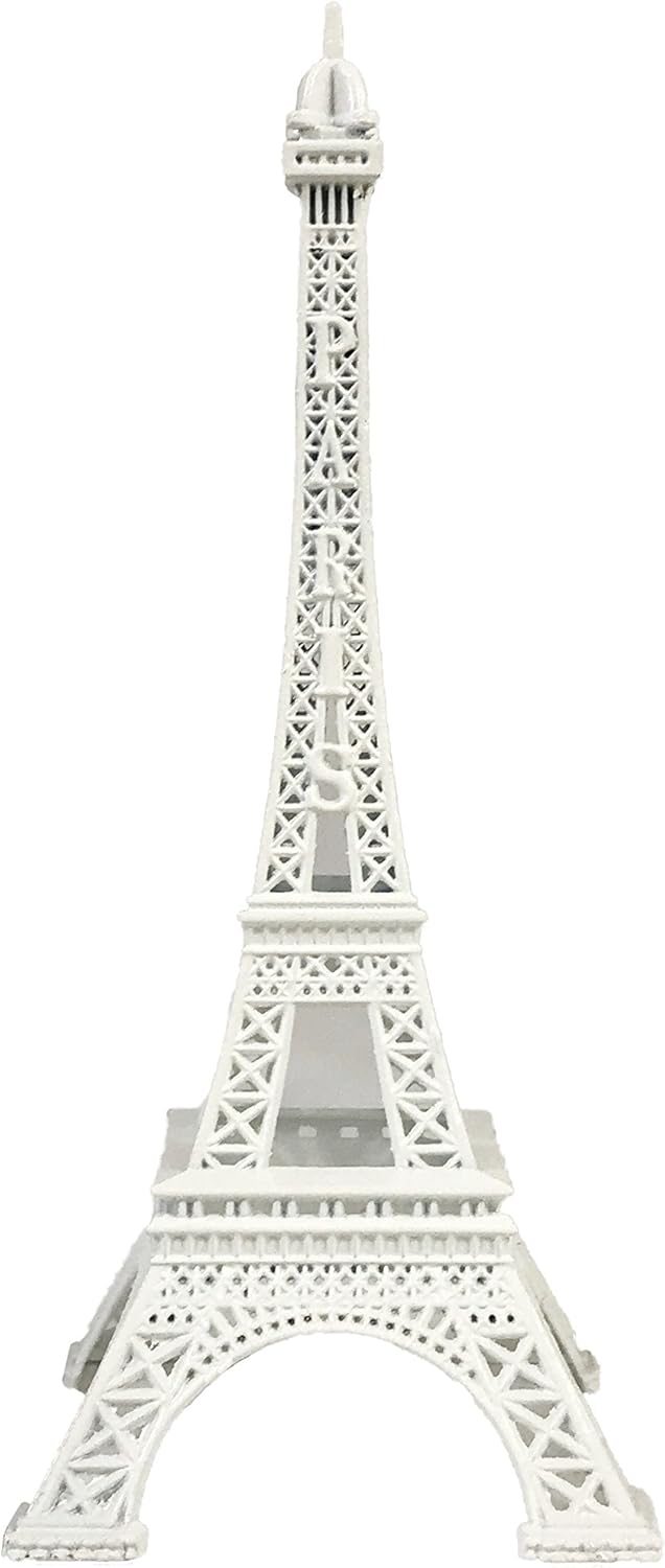 allgala 7" Eiffel Tower Statue Decor Alloy Metal, White