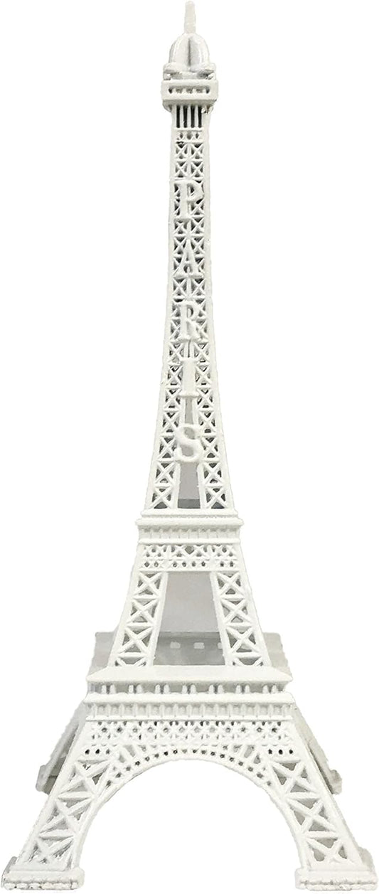 allgala 7" Eiffel Tower Statue Decor Alloy Metal, White