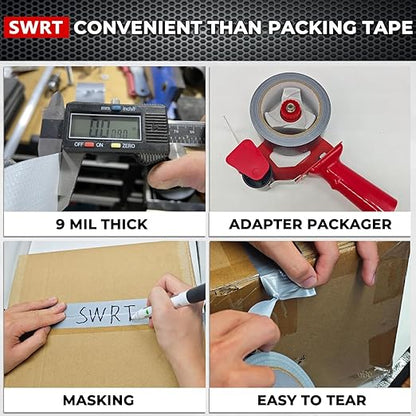 SWRT 24-Pack 9 Mil Silver Heavy Duty Duct Tape Strong Adhesive, 2 Inch x 720 Yd Duct Heavy Duty