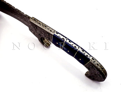 Nooraki - 18 inches Handmade Damascus Steel Machete/Kukri Knife, Bushcraft Knife, Hunting Knife, Camping Knife, Collectors Knife, Full Tang Handle With Leather Sheath - MK-310