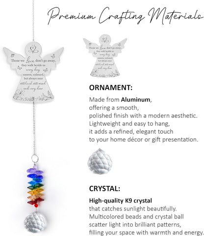 Memorial Suncatcher Ornament - Those we Love Don't go Away - Sympathy Gift for Loss of Loved One - Crystal Rainbow Maker - Bereavement Hanging Crystal Decor - Loss of Mom Dad Friend Pet