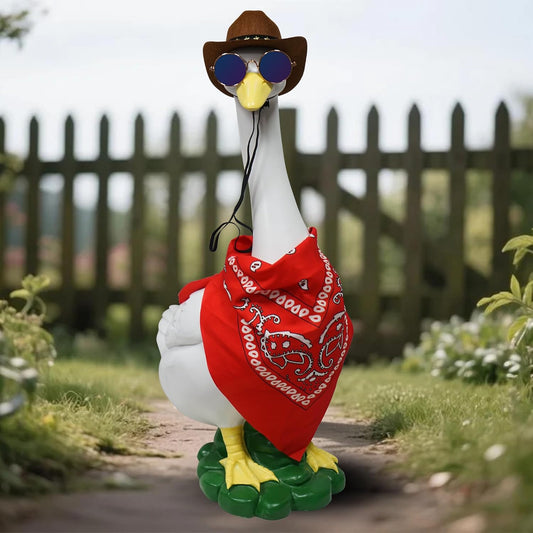 Porch Goose Statues with Outfits, 20 "Large Goose Porch Figurine Decor, Funny Porch Goose