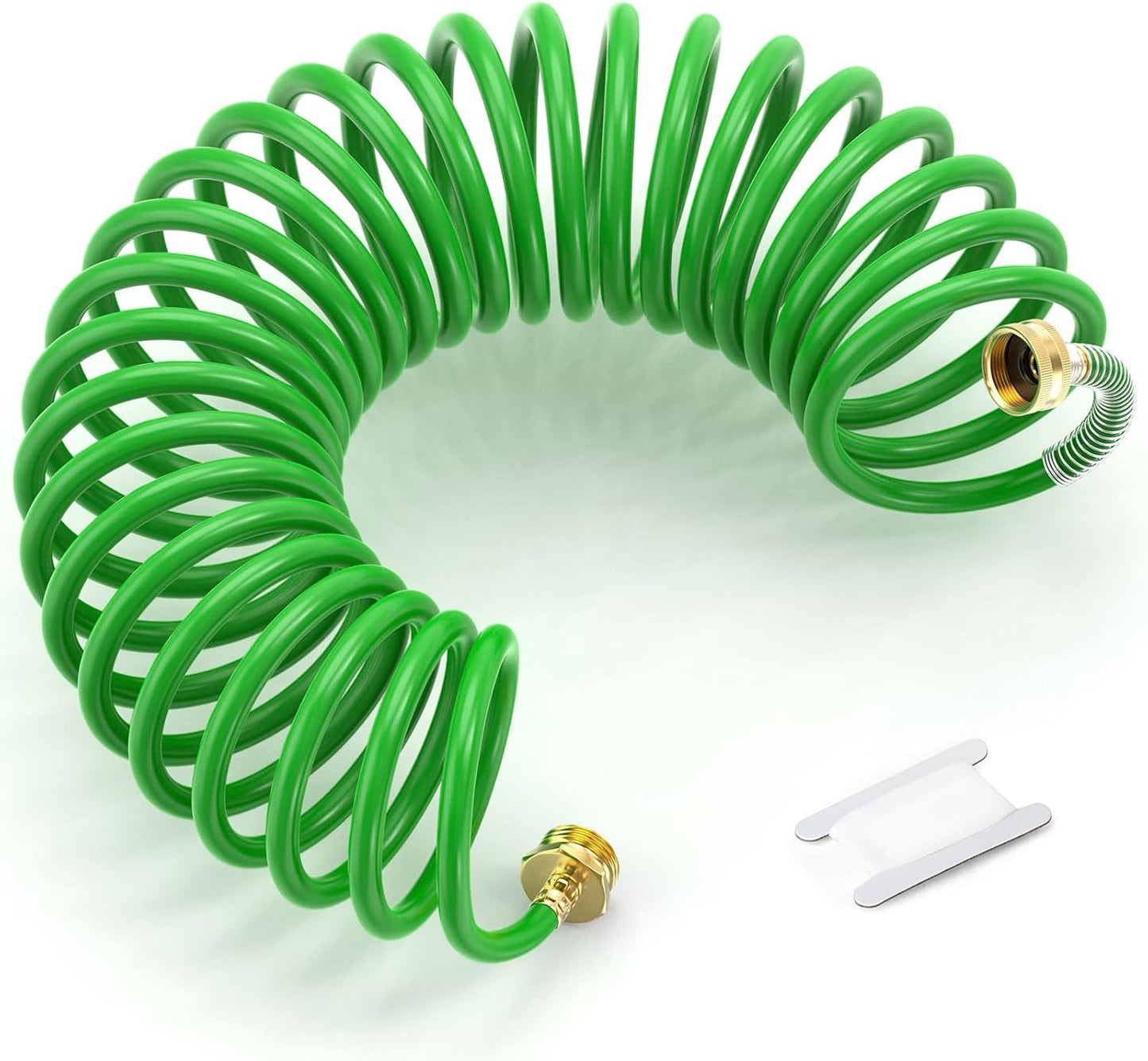 GASHER 25FT PU Recoil Garden Water Hose with 3/4"Inch Brass Fittings Retractable, Swivel Female for Boating, Pool & Spa, RV, Home and Garden（Green)