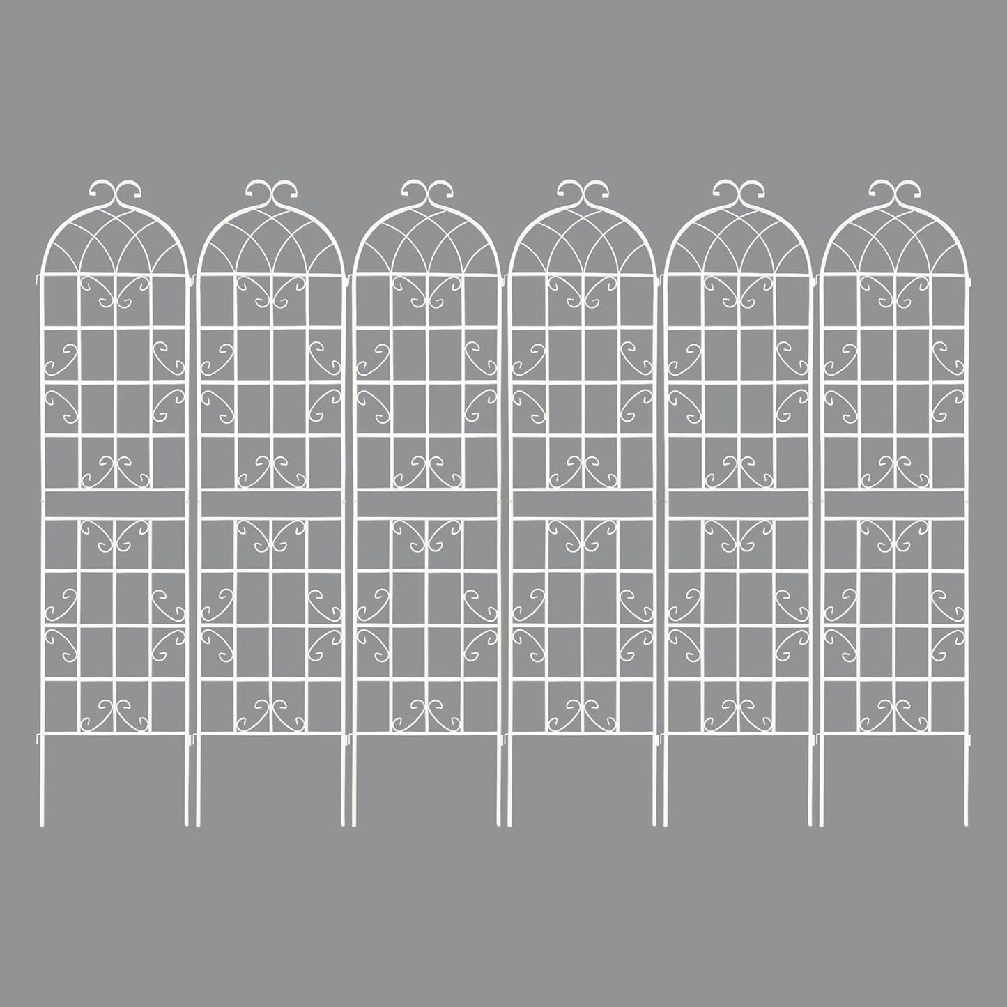 Metal Garden Trellis Garden Fence Rustproof Trellis for Climbing Plants Support Roses Flower Outdoor Lawn (6, Off White)