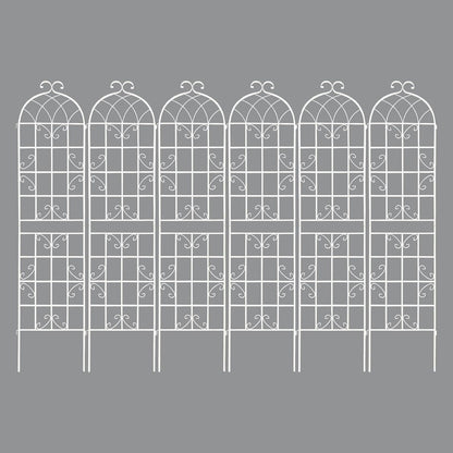 Metal Garden Trellis Garden Fence Rustproof Trellis for Climbing Plants Support Roses Flower Outdoor Lawn (6, Off White)