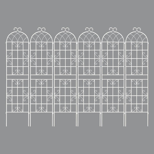 Metal Garden Trellis Garden Fence Rustproof Trellis for Climbing Plants Support Roses Flower Outdoor Lawn (6, Off White)