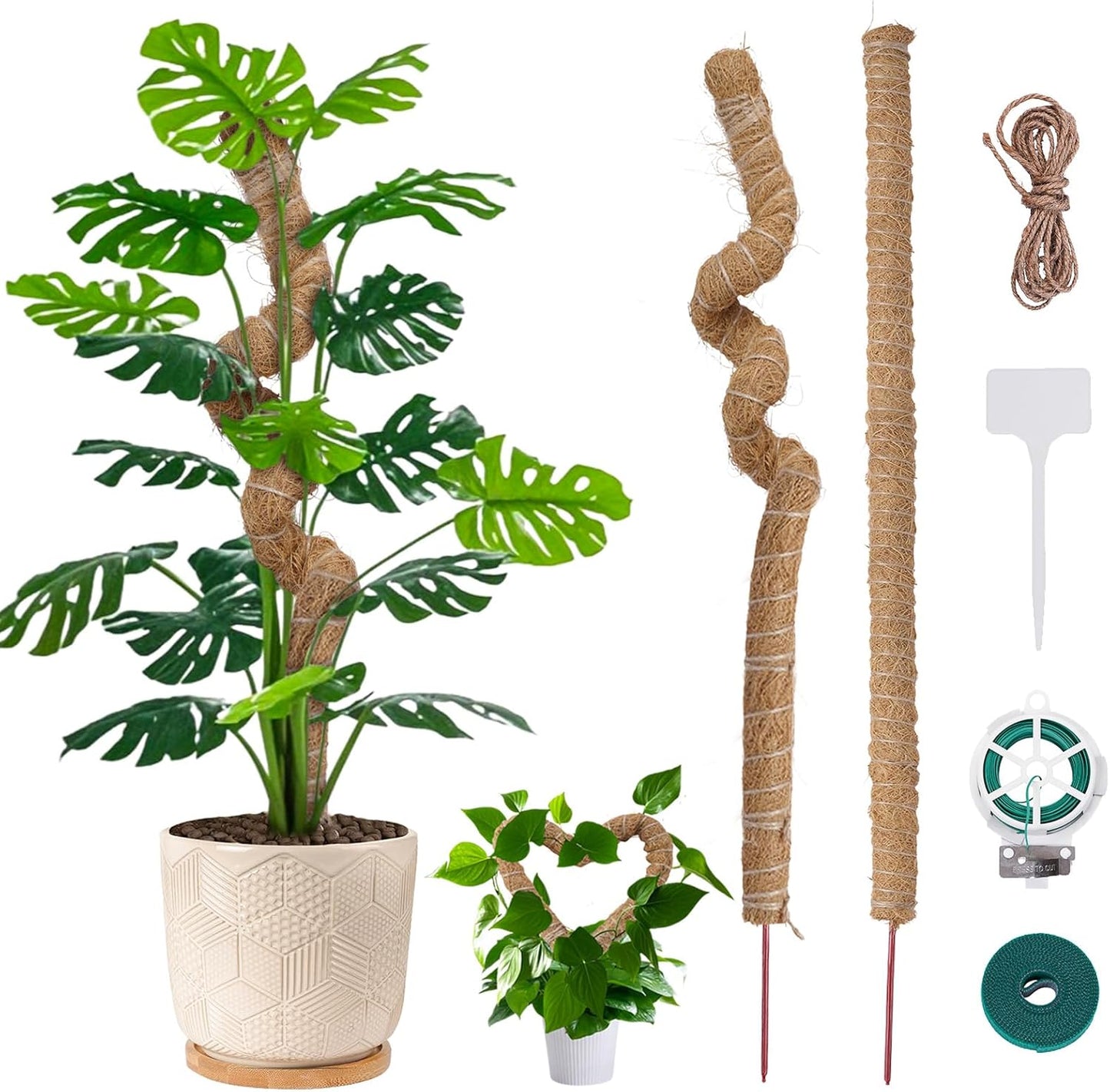 48 Inch Moss Pole, 2Pack Bendable Moss Pole for Plants Monstera, Tall Moss Poles for Climbing Plants Indoor, Large Pole Support, Garden Trellis Plant Stick Stakes for Potted Plants, Pothos