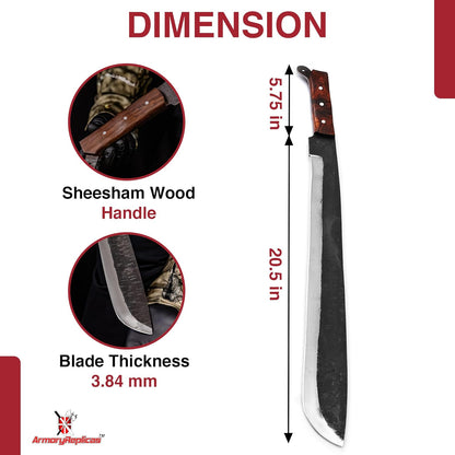 Voorhees Extra Long Carbon Steel Full Tang Outdoor Bush Machete Sheath Included