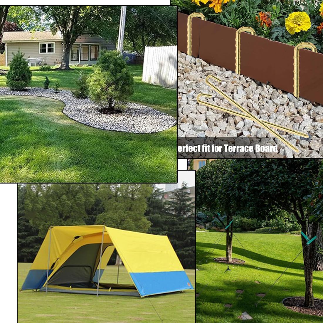 Landscape Stakes 9 Pack, 10 Inch Garden Landscape Anchoring Stakes for Terrace Board, Landscape Edging Coil, Grass Barrier, Bender Board, Weed Barrier Landscape Garden Inflatable Decor Fixing