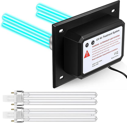 Qualirey 26W HVAC UV Light Sanitizer Air Purifier for Whole House, 110V Dual UV UVC Light in Duct for HVAC Duct Filter, UV Duct Air Purifier for AC Air Conditioning