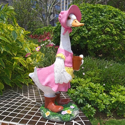 Couple Duck Garden Statue Duck Succulent Plant Flowerpot Goose Flowerpot Indoor and Outdoor Art Decoration Courtyard Terrace Balcony Living Room Office Decoration Festival Gifts