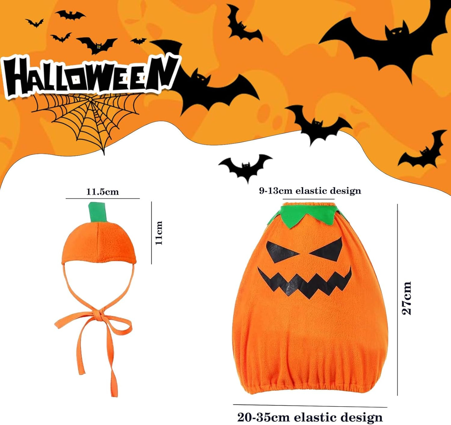 Porch Goose Outfits for 23" Plastic Porch Goose Halloween Pumpkin Outfit Goose Clothes for Cement Goose for Indoor Outdoor Garden Yard Lawn Patio Art Decor(NG)