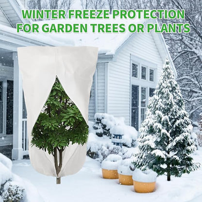 2 Pack 72"x47" Winter Plant Cover Freeze Protection, 3 oz/yd² Warm Shrub Covers with Zipper Drawstring, Frost Cloth Blankets for Fruit Tree Potted Plants Garden Cold Weather Protector