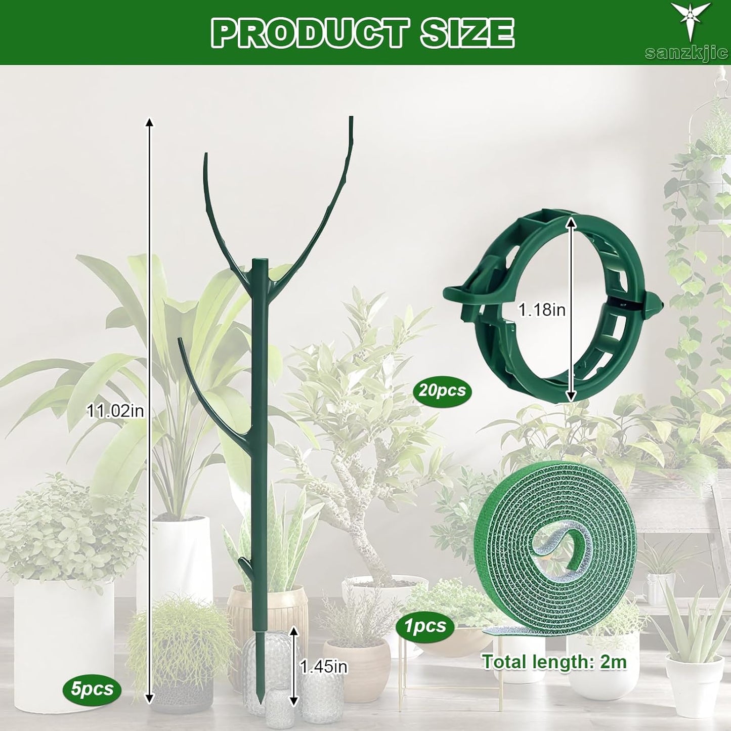 5pack Adjustable Plant Support Pole – Stackable Indoor/Outdoor Support Pole with Clamps, Suitable for Supporting Monstera and Climbing Plants, Garden Accessories, Perfect Replacement for Plant Stakes