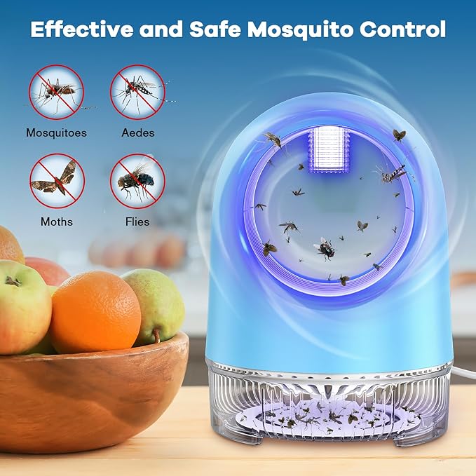 Indoor Fruit Fly Trap, Fan Powered Bug Catcher for Home, Effective Traps for Fruit Flies, Gnats, Mosquitoes & Moths (Blue)