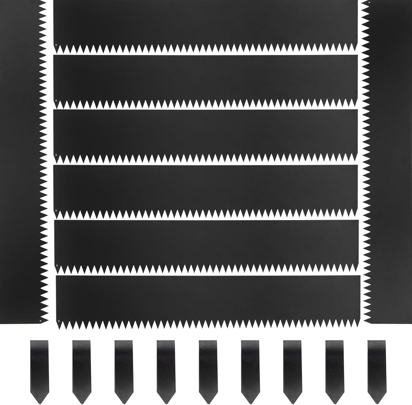 Steel Landscape Edging 40" Lx8 H,8pcs Metal Landscape Edging with 9 Stakes,27Ft Easy-to-Install Garden Edging for Flexible Bend,No-Dig Lawn Edging Border for Yard Pathway Forestry,Black