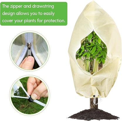 Bonviee 2 Packs Plant Covers Freeze Protection- 78.74”×94.48”Frost Cloths for Outdoor Plants, Reusable Frost Blankets for Outdoor Plants with Zipper and Drawstring for Winter