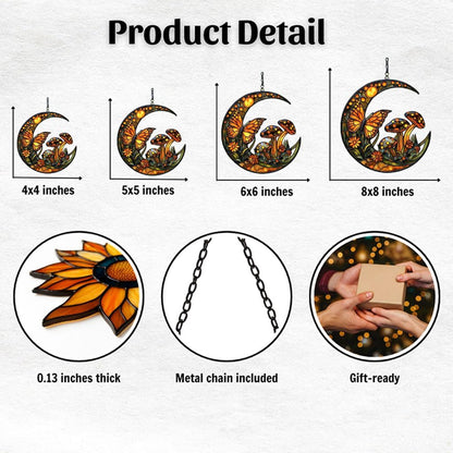 Cresent Forest Butterfly Acrylic Suncatcher Stained Glass Effect Window Car Hanging Christmas Ornament Indoor Outdoor Decor Garden Sun Catcher Panel for Boho Lover for Women Mom Grandma