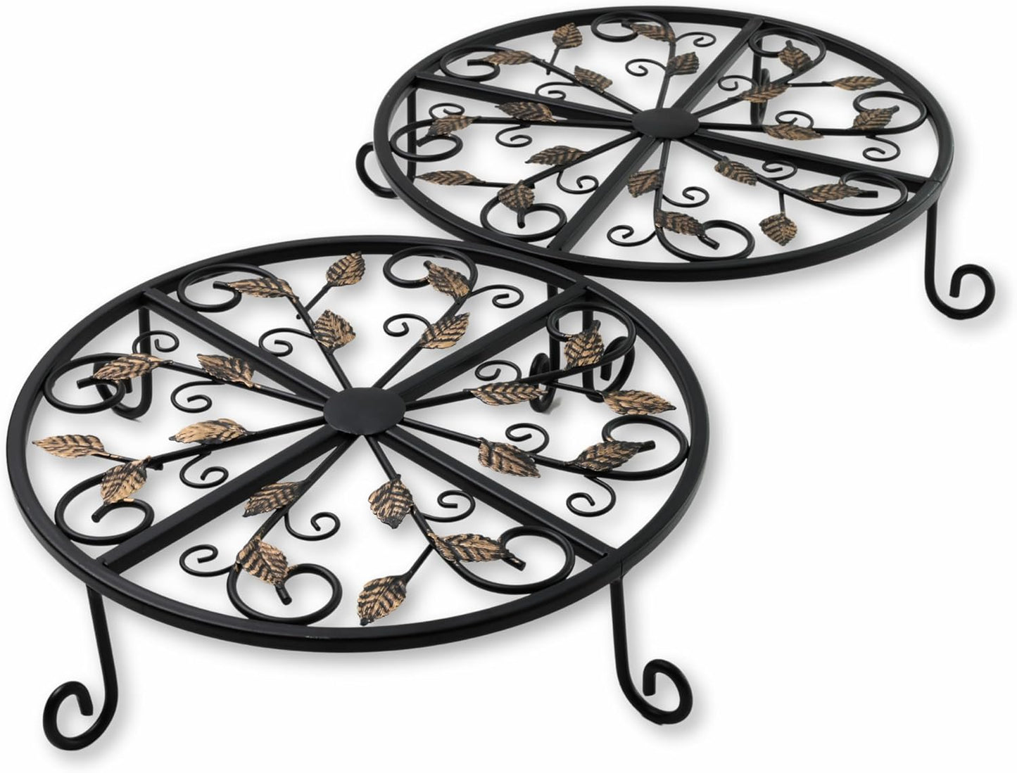 Metal Plant Stand – 2-Pcs Set 12-inch Outdoor and Indoor Plant Stand – Modern Plant Holder for Indoor and Outdoor Plants – 3-Inch Tall Planter Stand for Garden, Patio, Living Room, Balcony