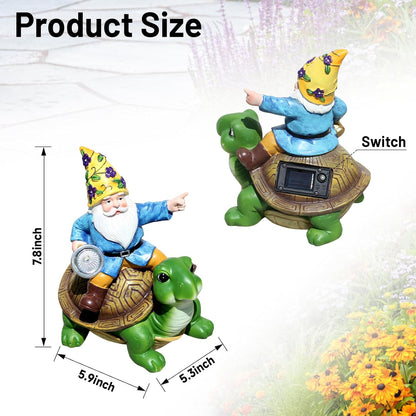 Solar Garden Gnomes Outdoor Garden Decor with Solar LED Light, Yard Graden Gnomes Decorations for Patio Lawn, Gifts for Mom, Gnomes Gifts for Women (Turtle)