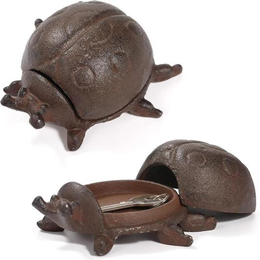 Hide a Key Ladybug Statue, Cast Iron Key Hiders Outside, Decorative Outdoor Spare Keys Holder