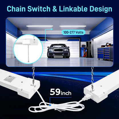 hykolity 1 Pack 4FT Linkable LED Shop Light for Garage, 6500lm, 4FT 60W Utility Light Fixture, 5000K Daylight LED Workbench Light with Plug, Hanging or Surface Mount, White - ETL