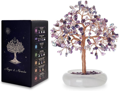 Fluorite Crystal Tree Healing Gem for Office Decor Home Decor Meditation Money Tree Desk Chakra Energy Bonsai Gift for Women