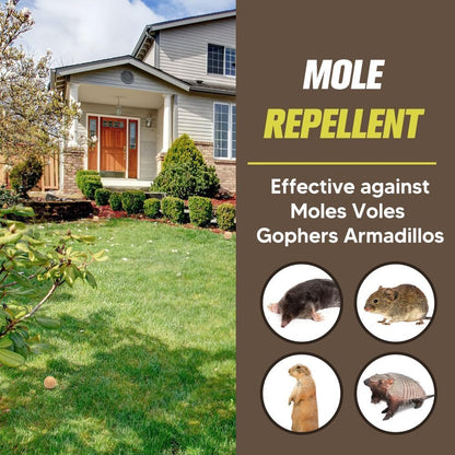 Mole Repellent for Lawns, Gopher Repellent, Groundhog Vole Repellant Outdoor, Keep Moles Out of Garden/Lawn, Pet Safe Mole Repellant, Lasting Protection, Easy to Use-10P
