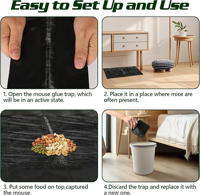 10 Pack Sticky Mouse Traps,Clear Mouse Glue Trap Sticky Traps That Work for Mice and Rats Roaches,23x11 Inch Heavy Duty Rat Traps Indoor Mouse Sticky Pads,Easy to Set