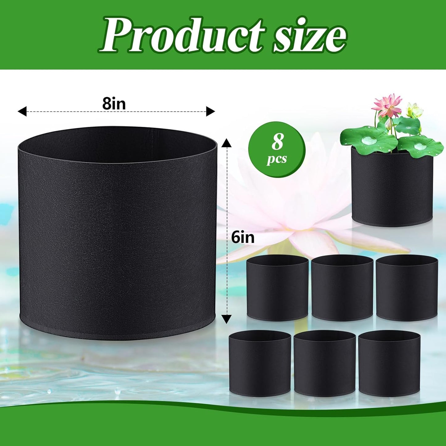 Norme 8 Pcs Aquatic Plant Pots for Pond, Pond Plant Baskets Heavy Duty Fabric Pots for Garden, Aquatic Plants, Bog Plants, Water Lily, Lotus, Flower(8 x 6 Inch)